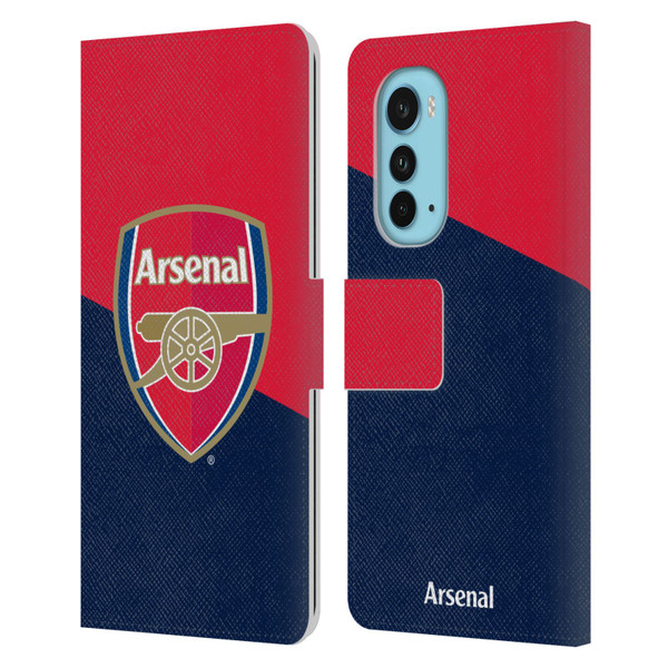 Arsenal FC Crest 2 Red & Blue Logo Leather Book Wallet Case Cover For Motorola Edge (2022)