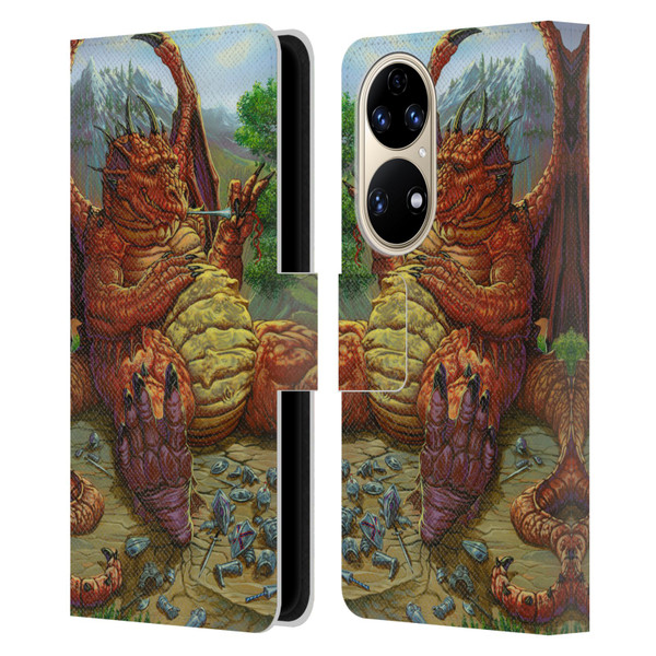 Ed Beard Jr Dragons Lunch With A Toothpick Leather Book Wallet Case Cover For Huawei P50