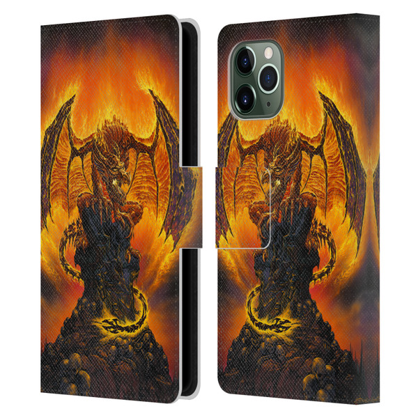 Ed Beard Jr Dragons Harbinger Of Fire Leather Book Wallet Case Cover For Apple iPhone 11 Pro