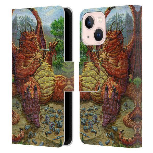 Ed Beard Jr Dragons Lunch With A Toothpick Leather Book Wallet Case Cover For Apple iPhone 13 Mini