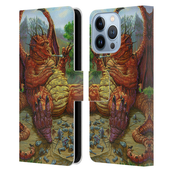 Ed Beard Jr Dragons Lunch With A Toothpick Leather Book Wallet Case Cover For Apple iPhone 13 Pro