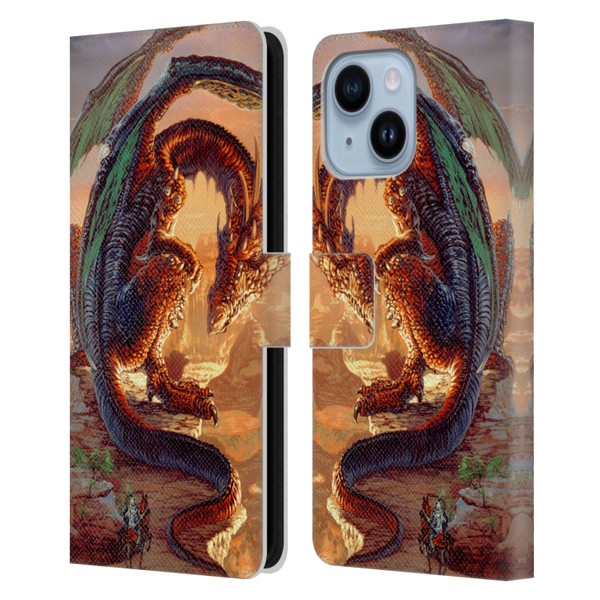Ed Beard Jr Dragons Bravery Misplaced Leather Book Wallet Case Cover For Apple iPhone 14 Plus