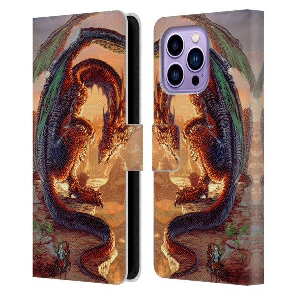 Ed Beard Jr Dragons Bravery Misplaced Leather Book Wallet Case Cover For Apple iPhone 14 Pro Max