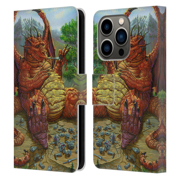 Ed Beard Jr Dragons Lunch With A Toothpick Leather Book Wallet Case Cover For Apple iPhone 14 Pro