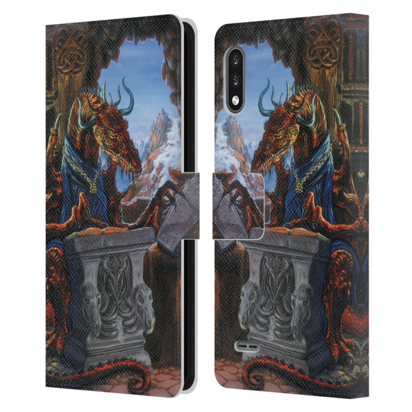Ed Beard Jr Dragons Ancient Scholar Leather Book Wallet Case Cover For LG K22