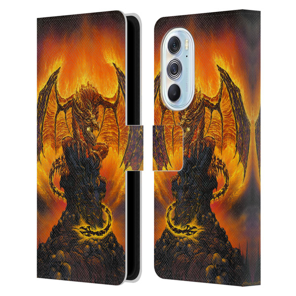 Ed Beard Jr Dragons Harbinger Of Fire Leather Book Wallet Case Cover For Motorola Edge X30