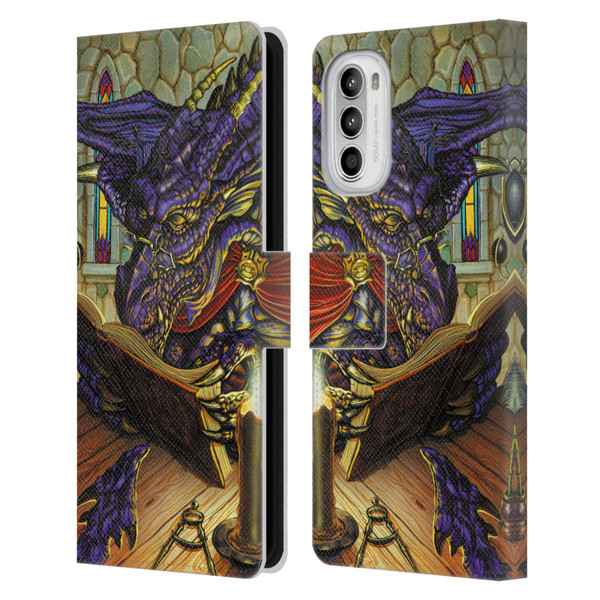 Ed Beard Jr Dragons A Good Book Leather Book Wallet Case Cover For Motorola Moto G52