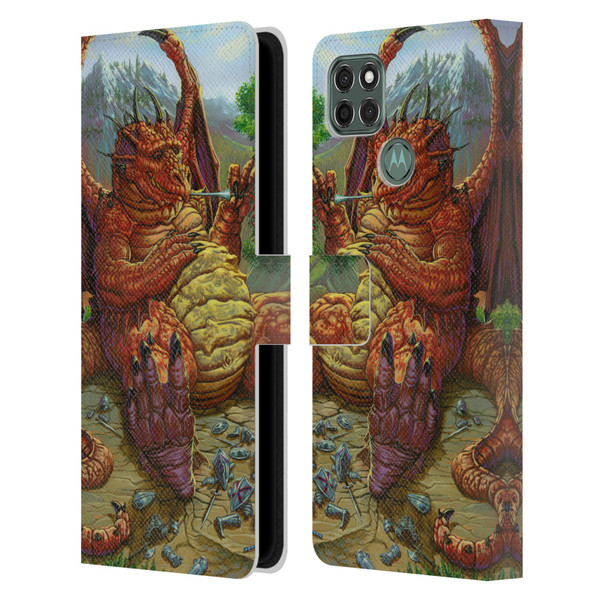 Ed Beard Jr Dragons Lunch With A Toothpick Leather Book Wallet Case Cover For Motorola Moto G9 Power