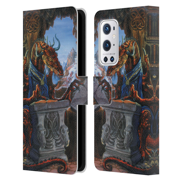 Ed Beard Jr Dragons Ancient Scholar Leather Book Wallet Case Cover For OnePlus 9 Pro