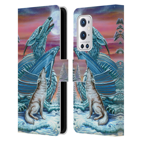 Ed Beard Jr Dragons Moon Song Wolf Moon Leather Book Wallet Case Cover For OnePlus 9 Pro