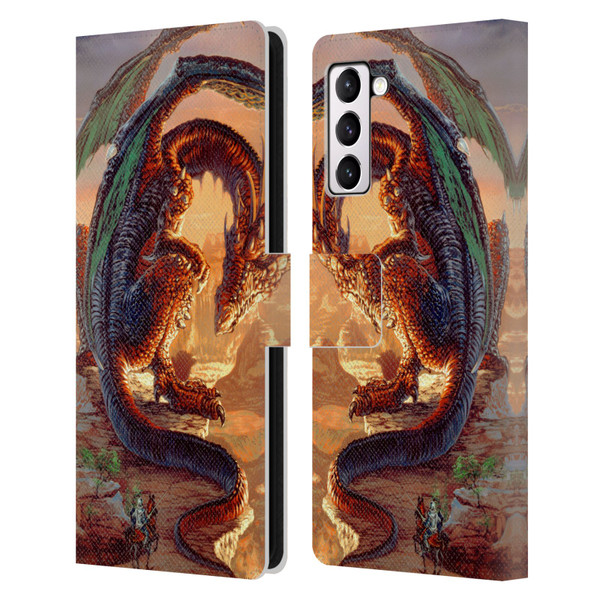 Ed Beard Jr Dragons Bravery Misplaced Leather Book Wallet Case Cover For Samsung Galaxy S21+ 5G