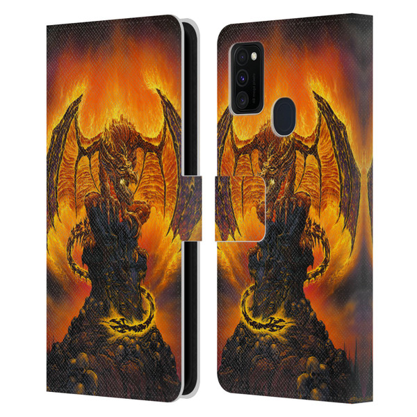 Ed Beard Jr Dragons Harbinger Of Fire Leather Book Wallet Case Cover For Samsung Galaxy M30s (2019)/M21 (2020)