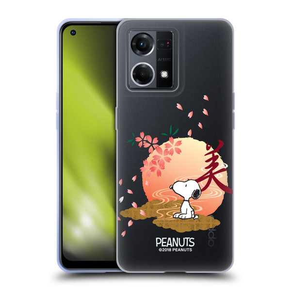 Peanuts Oriental Snoopy Sakura Soft Gel Case for OPPO Reno8 4G