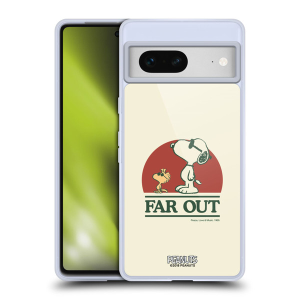 Peanuts Woodstock 50th Snoopy Woodstock Far Out Soft Gel Case for Google Pixel 7