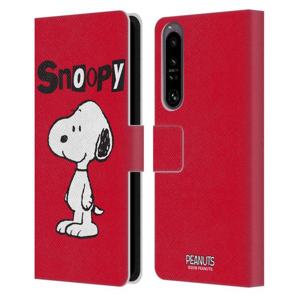 Peanuts Characters Snoopy Leather Book Wallet Case Cover For Sony Xperia 1 IV