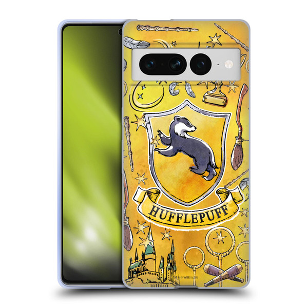 Harry Potter Deathly Hallows XIII Hufflepuff Pattern Soft Gel Case for Google Pixel 7 Pro