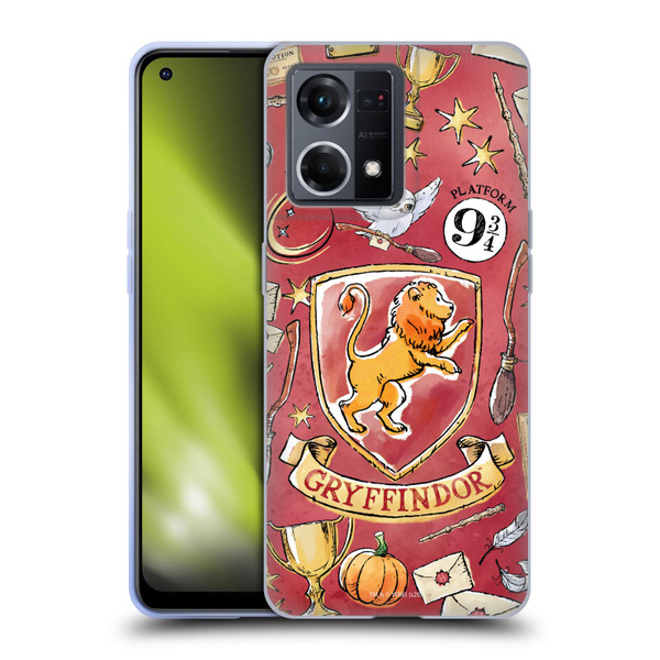Harry Potter Deathly Hallows XIII Gryffindor Pattern Soft Gel Case for OPPO Reno8 4G