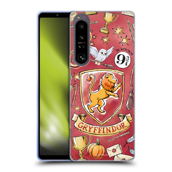 Harry Potter Deathly Hallows XIII Gryffindor Pattern Soft Gel Case for Sony Xperia 1 IV