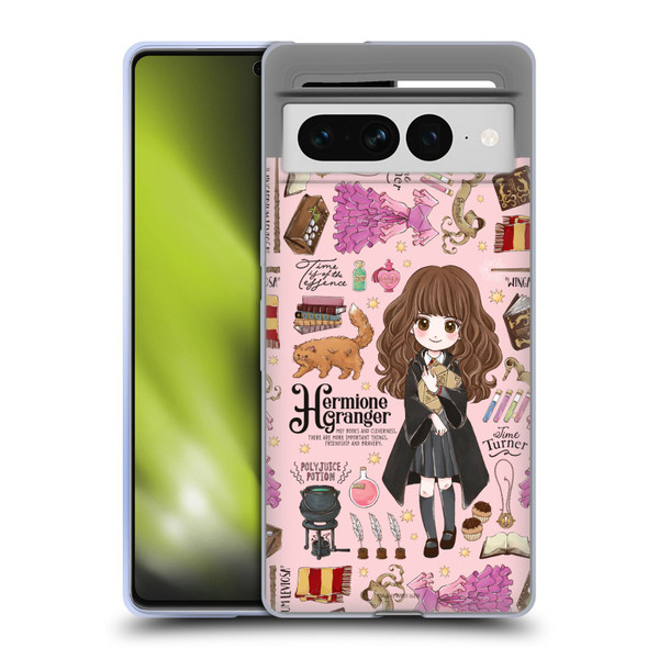 Harry Potter Deathly Hallows XXXVII Hermione Pattern Soft Gel Case for Google Pixel 7 Pro