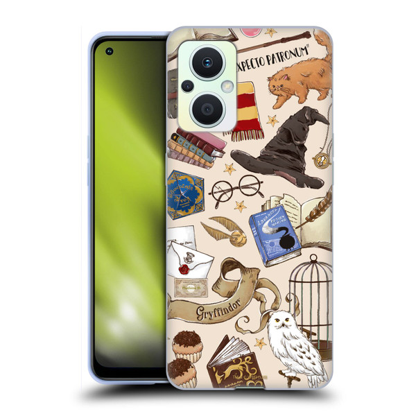 Harry Potter Deathly Hallows XXXVII Hogwarts Pattern Soft Gel Case for OPPO Reno8 Lite