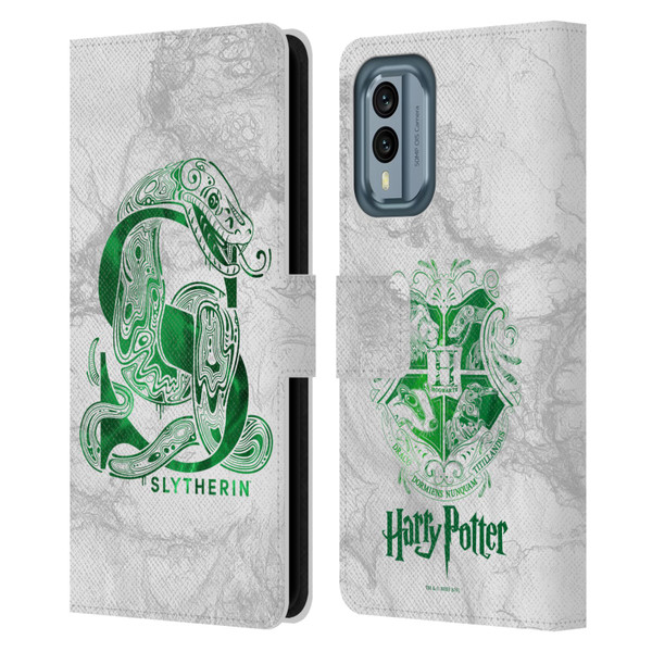 Harry Potter Deathly Hallows IX Slytherin Aguamenti Leather Book Wallet Case Cover For Nokia X30