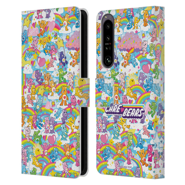 Care Bears 40th Anniversary Rainbow Leather Book Wallet Case Cover For Sony Xperia 1 IV