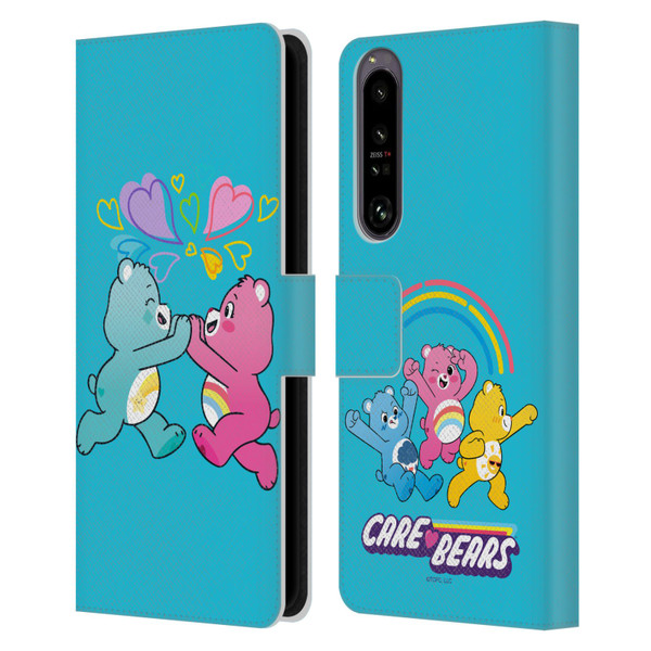 Care Bears Characters Funshine, Cheer And Grumpy Group 2 Leather Book Wallet Case Cover For Sony Xperia 1 IV
