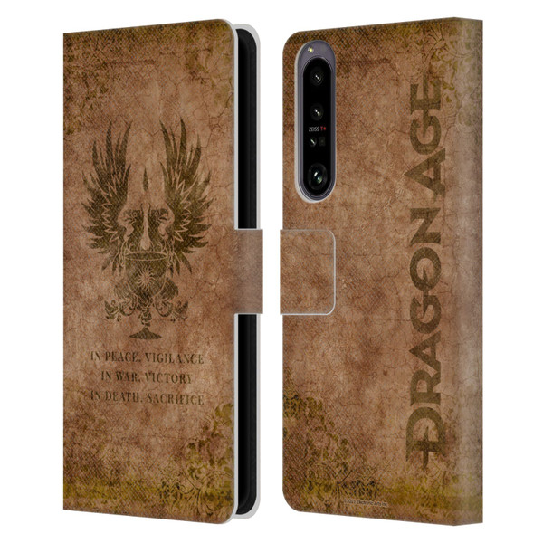 EA Bioware Dragon Age Heraldry Grey Wardens Distressed Leather Book Wallet Case Cover For Sony Xperia 1 IV