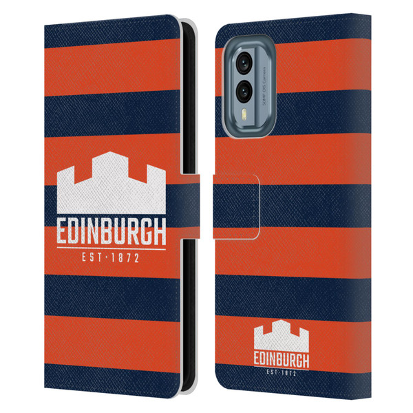 Edinburgh Rugby Graphics Stripes Leather Book Wallet Case Cover For Nokia X30