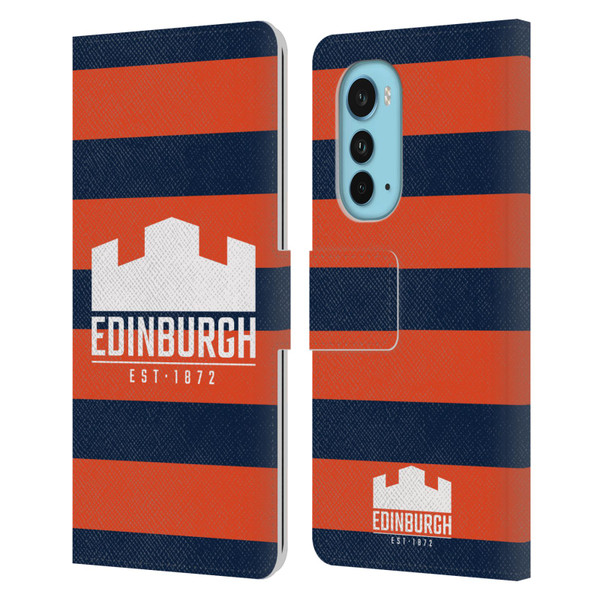 Edinburgh Rugby Graphics Stripes Leather Book Wallet Case Cover For Motorola Edge (2022)