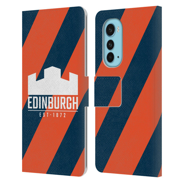 Edinburgh Rugby Logo Art Diagonal Stripes Leather Book Wallet Case Cover For Motorola Edge (2022)