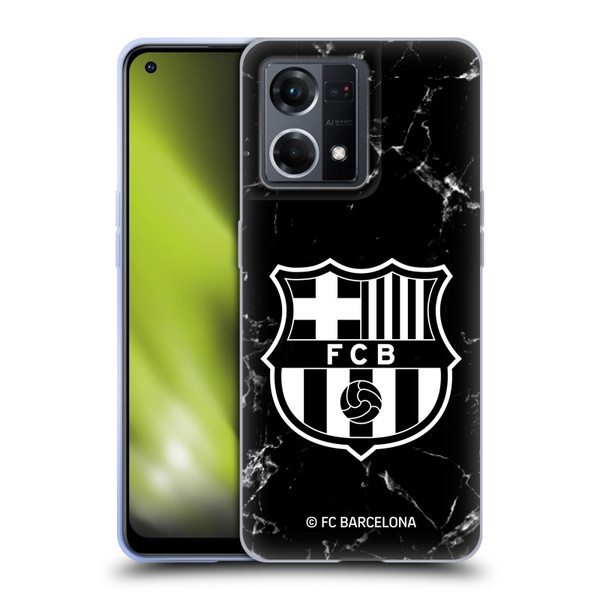 FC Barcelona Crest Patterns Black Marble Soft Gel Case for OPPO Reno8 4G