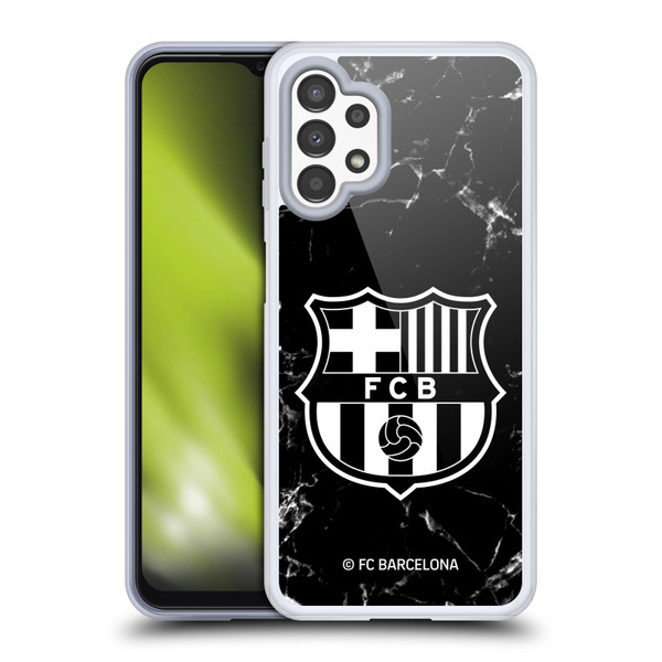 FC Barcelona Crest Patterns Black Marble Soft Gel Case for Samsung Galaxy A13 (2022)