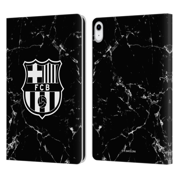 FC Barcelona Crest Patterns Black Marble Leather Book Wallet Case Cover For Apple iPad 10.9 (2022)