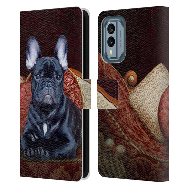 Klaudia Senator French Bulldog 2 Classic Couch Leather Book Wallet Case Cover For Nokia X30