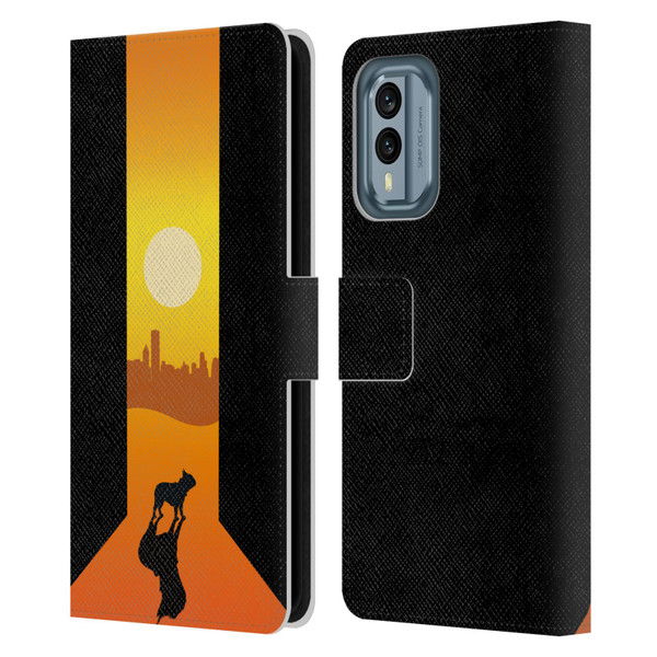 Klaudia Senator French Bulldog 2 Shadow At Sunset Leather Book Wallet Case Cover For Nokia X30