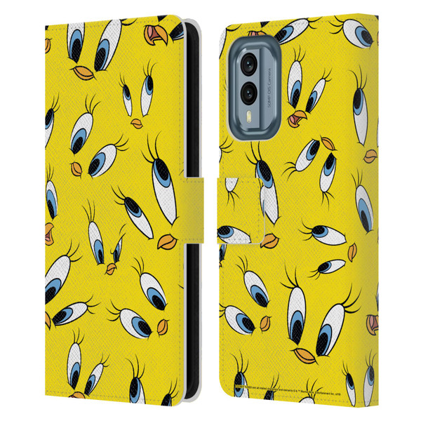 Looney Tunes Patterns Tweety Leather Book Wallet Case Cover For Nokia X30
