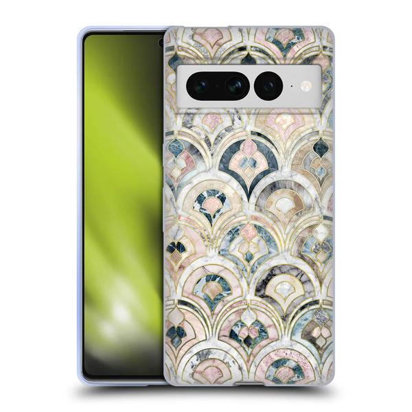 Micklyn Le Feuvre Marble Patterns Art Deco Tiles In Soft Pastels Soft Gel Case for Google Pixel 7 Pro