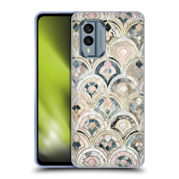 Micklyn Le Feuvre Marble Patterns Art Deco Tiles In Soft Pastels Soft Gel Case for Nokia X30