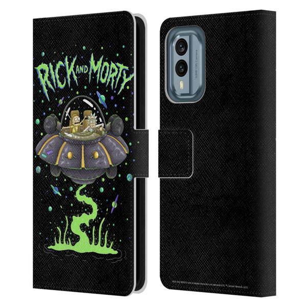 Rick And Morty Season 1 & 2 Graphics The Space Cruiser Leather Book Wallet Case Cover For Nokia X30
