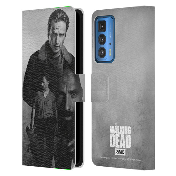AMC The Walking Dead Double Exposure Rick Leather Book Wallet Case Cover For Motorola Edge (2022)