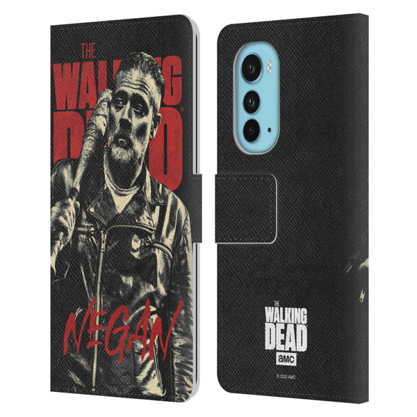 AMC The Walking Dead Season 10 Character Portraits Negan Leather Book Wallet Case Cover For Motorola Edge (2022)