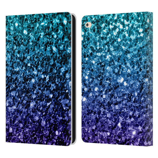 PLdesign Glitter Sparkles Aqua Blue Leather Book Wallet Case Cover For Apple iPad Air 2 (2014)