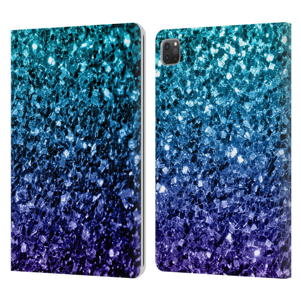 PLdesign Glitter Sparkles Aqua Blue Leather Book Wallet Case Cover For Apple iPad Pro 11 2020 / 2021 / 2022
