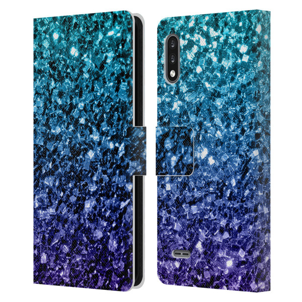 PLdesign Glitter Sparkles Aqua Blue Leather Book Wallet Case Cover For LG K22