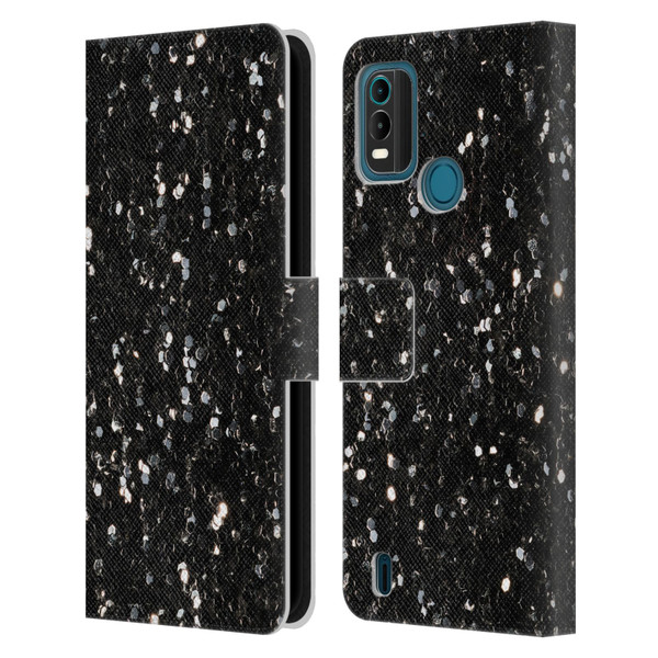 PLdesign Glitter Sparkles Black And White Leather Book Wallet Case Cover For Nokia G11 Plus