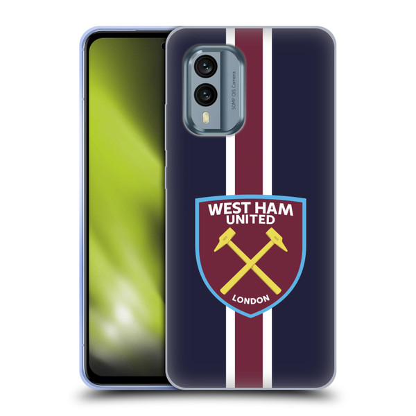 West Ham United FC Crest Stripes Soft Gel Case for Nokia X30