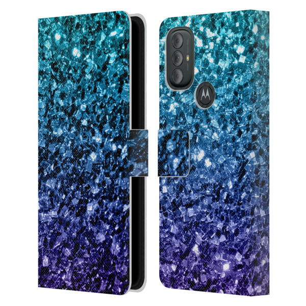PLdesign Glitter Sparkles Aqua Blue Leather Book Wallet Case Cover For Motorola Moto G10 / Moto G20 / Moto G30