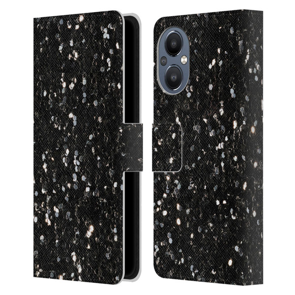 PLdesign Glitter Sparkles Black And White Leather Book Wallet Case Cover For OnePlus Nord N20 5G