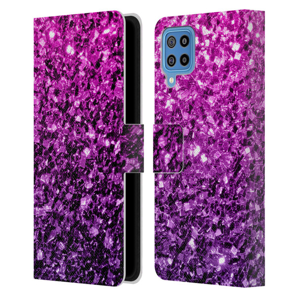 PLdesign Glitter Sparkles Purple Pink Leather Book Wallet Case Cover For Samsung Galaxy F22 (2021)